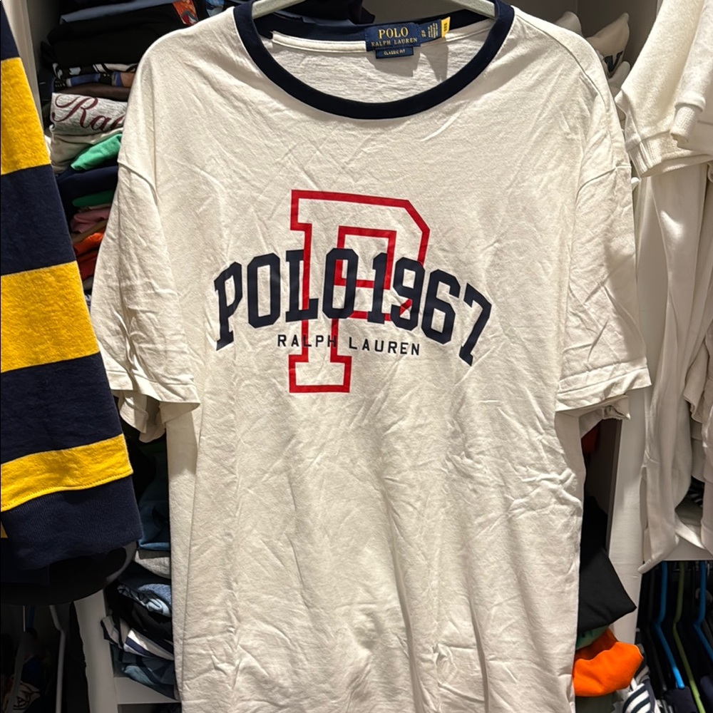 Ralph Lauren White Tee with Red and Blue Accents